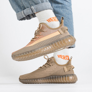 Couple Popcorn Coconut Shoes 2022 New Fly-Knit Sports Shoes Soft Sole Breathable Running Shoes Men and Women White Shoes