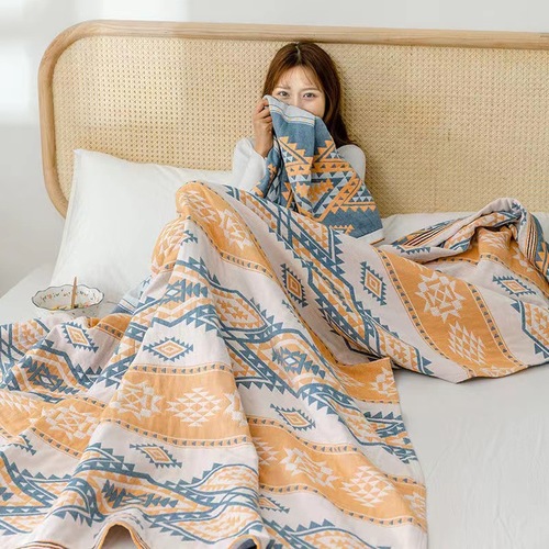 New pure cotton four-layer gauze towel quilt, Persian style blanket, single double bed sheet, sofa blanket, summer cool quilt