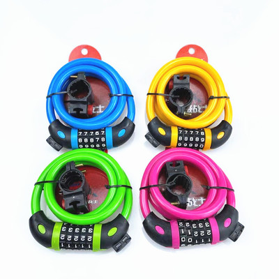 山地车五位密码锁 自行车锁 钢丝链条锁 骑行装备配件 防盗车锁|ru