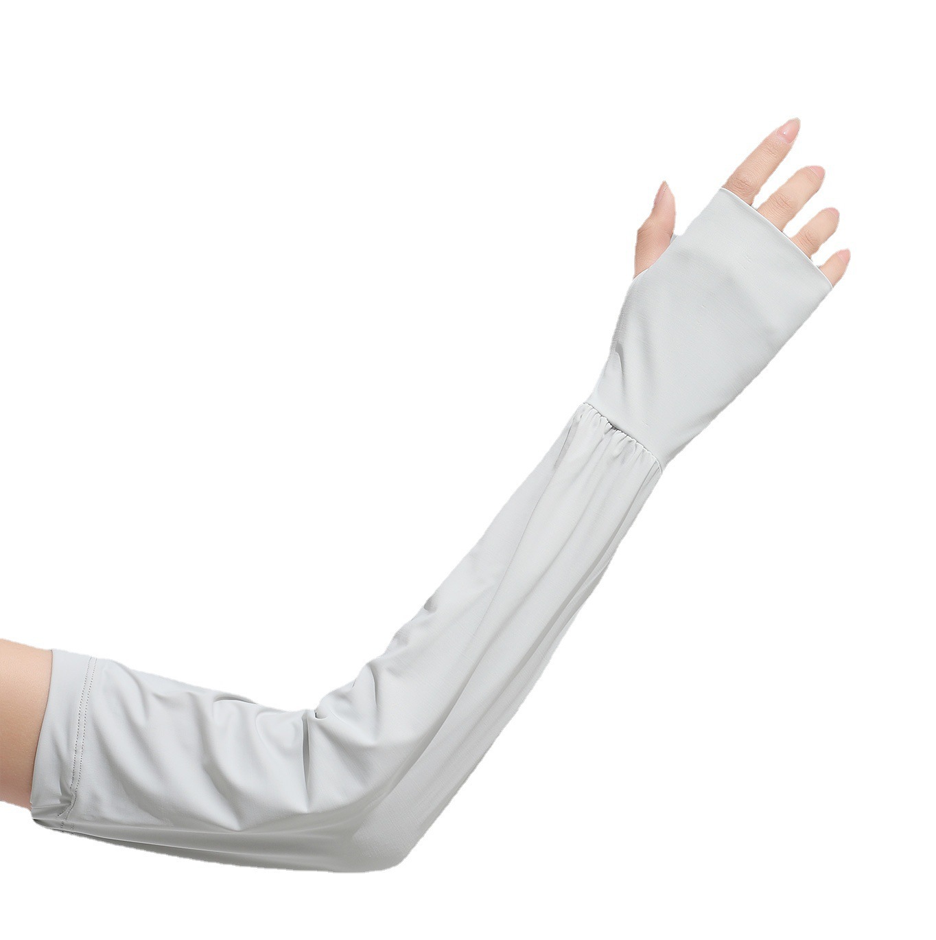 Protector solar Mangas de hielo Guantes de verano con fugas de dedo Protector de brazo de seda de hielo más largo para deportes de ciclismo al aire libre Protector solar Mangas de hielo