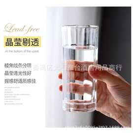 批发加厚透明玻璃水杯无铅安全认证无铅玻璃杯具啤酒杯吧台八角杯