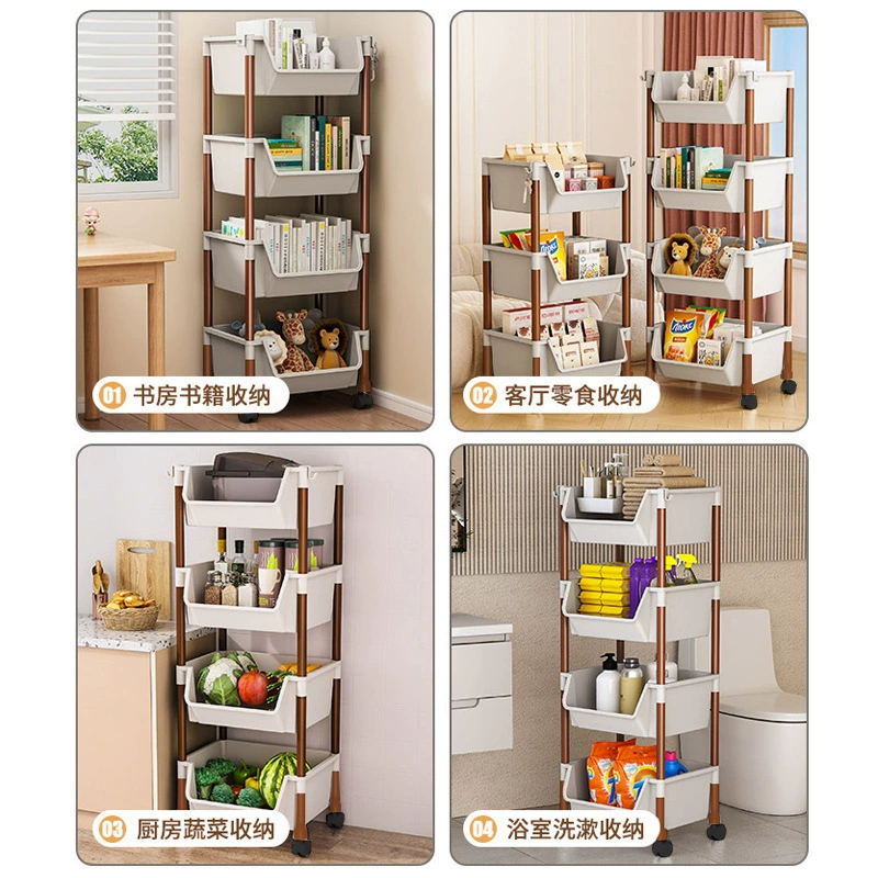 П bookshelf, cart, multilayer storage system, children's bookcase for bedroom