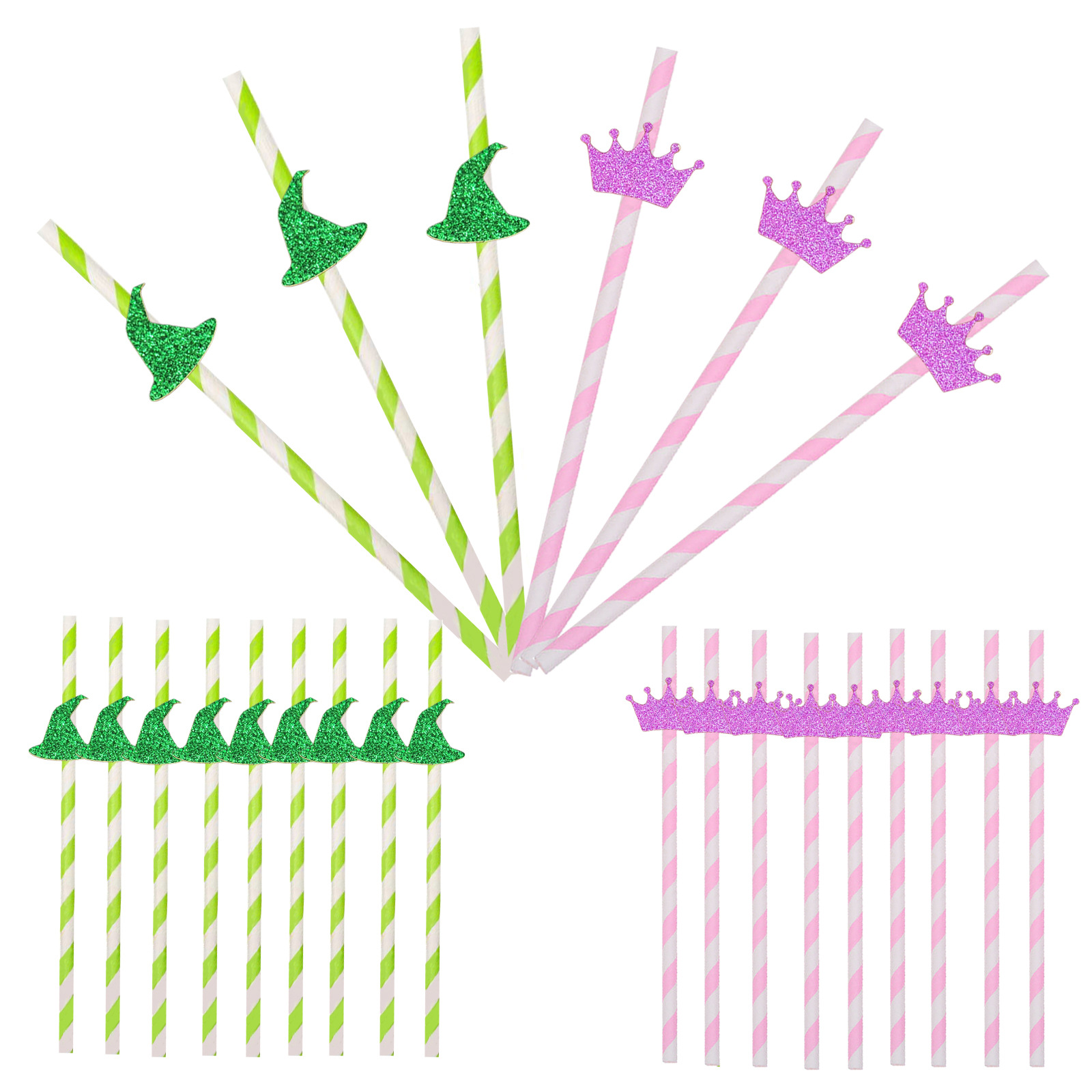 Punto transfronterizo al por mayor papel creativo de Halloween pajita sombrero de bruja corona decoración postre mesa botella de pudín plug-in