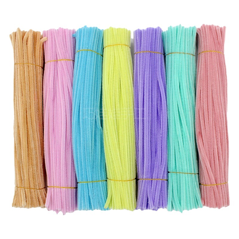 Macaron color Twisted stick hecho a mano bricolaje raíz del pelo de lana cifrado raya tulipán bouquet paquete material negrita