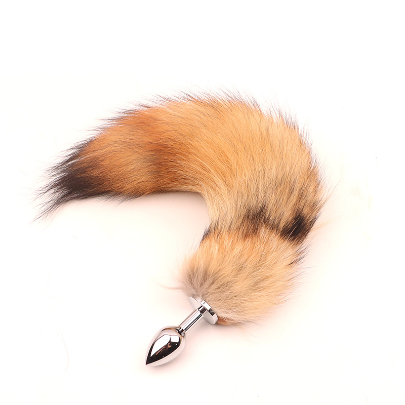 Fox Tail Metal Anal Plug with Plush Cross Fox Tail, Blue Cosplay Design — detail image 12