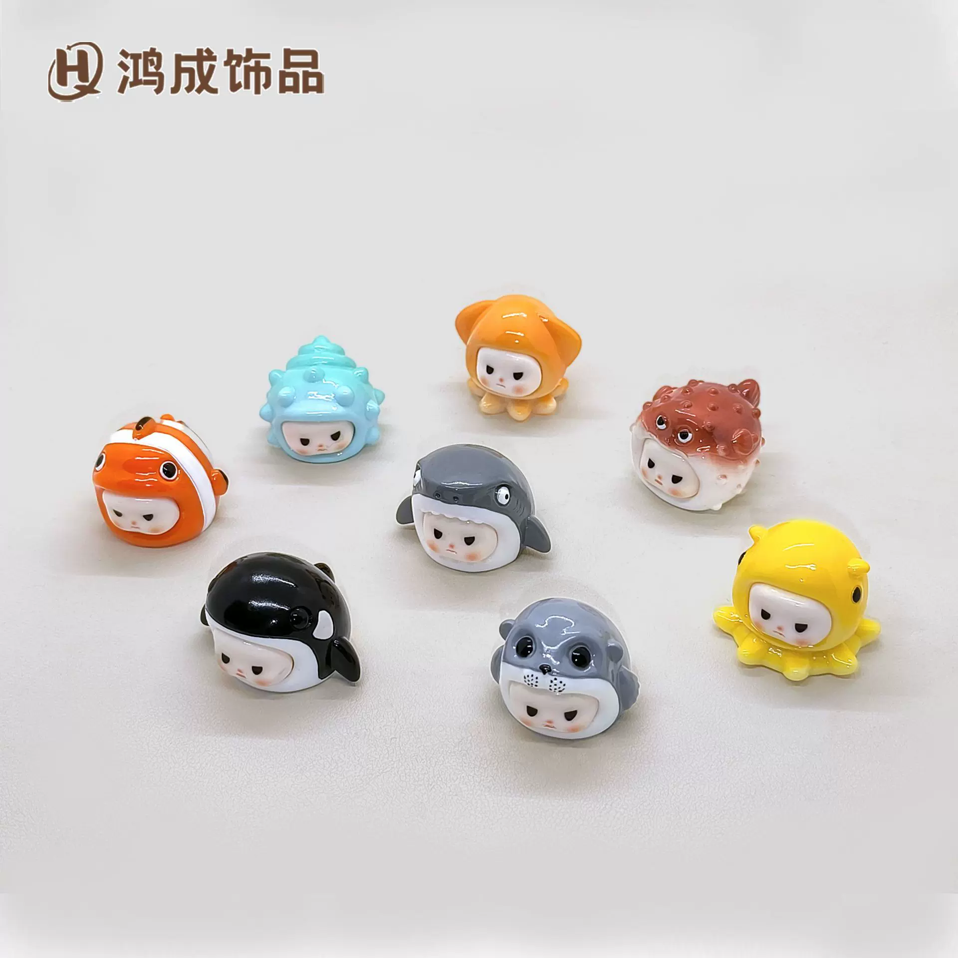 海洋动物海豹公仔萌粒树脂工艺直播盲袋场景微景观桌面车载小摆件