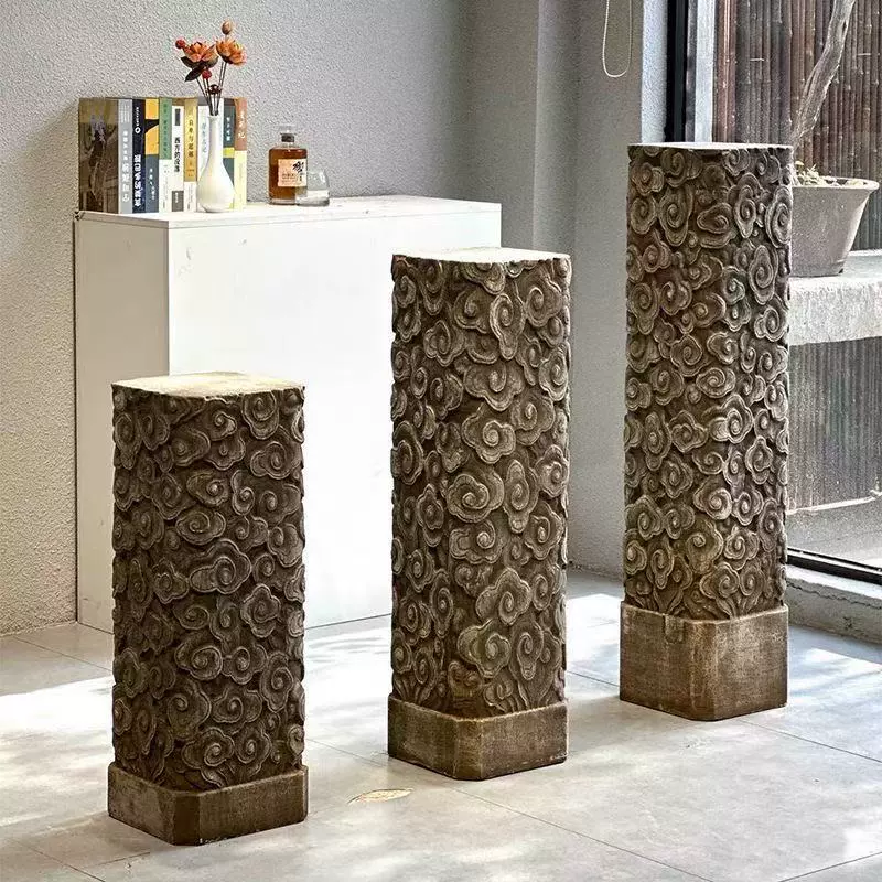 拴马桩石雕仿古天然青石祥云柱室内拴马石展示柱庭院门口装饰摆件