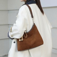 磨砂牛皮秋冬新款2025复古百搭高级感通勤真皮女包单肩斜挎腋下包