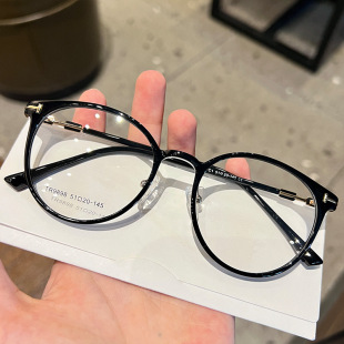 Ultra-light retro brown glasses height myopia glasses frame Korean plain small round frame can be equipped with degree myopia