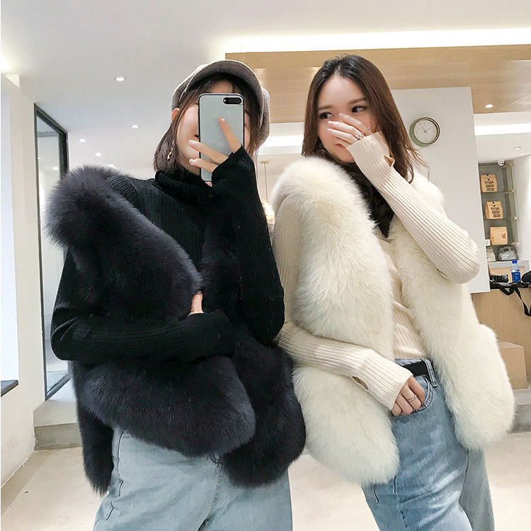 皮草马甲女短款2025秋冬新款韩版修身显瘦仿狐狸毛马甲毛毛背心|undefined