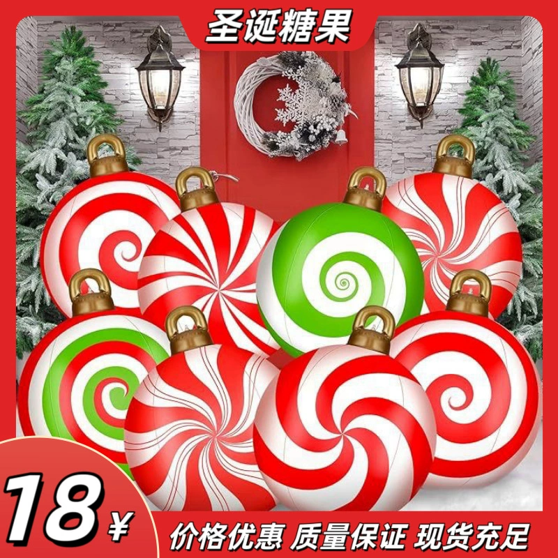 Оптовая продажа рождественский пвх открытый декоративный рождественский шар надувной рождественский шар большой орнамент сцены макет рождественский шар