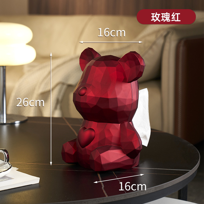 クリエイティブ北欧クマティッシュボックスハイエンドライト高級スタイルティッシュバスケットリビングルームコーヒーテーブルナプキンボックス家庭用ティッシュボックス|undefined