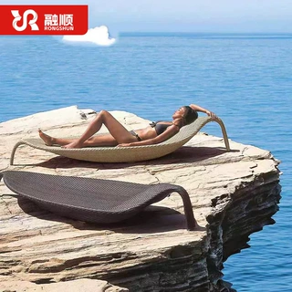叶子户外度假躺床酒店阳台休闲藤椅室外别墅游泳池花园藤编沙滩椅