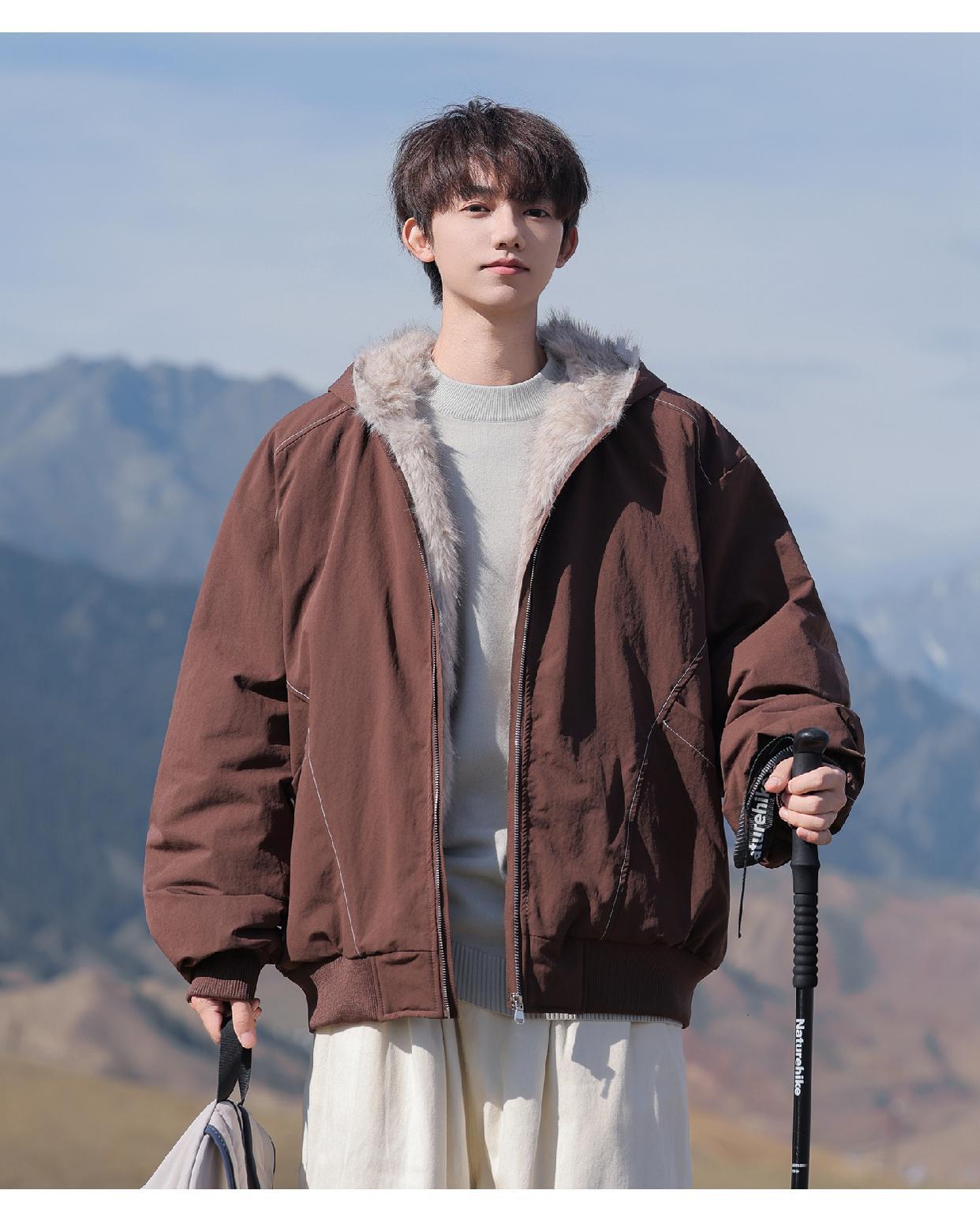 Men's White Duck Down Jacket With Feather Collar Warm Winter Coat_voghion.com