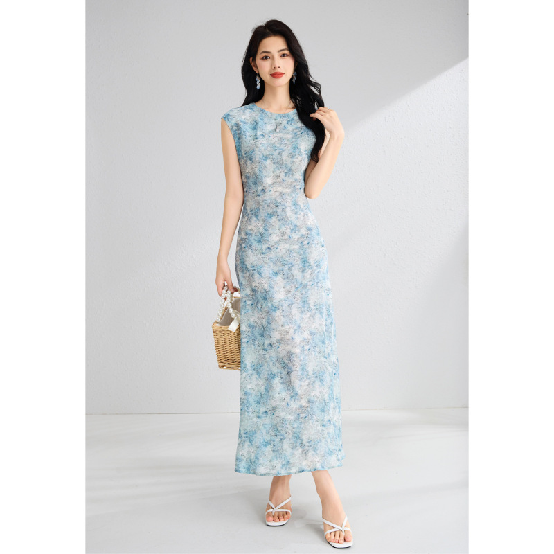 100% silk dress, new summer style, slim fit, flattering, elegant, feminine, floral silk dress, summer long dress