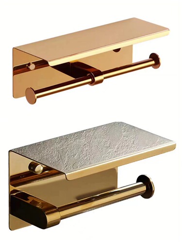 Square wholesale paper roll holder, minimalist 304 stainless steel home hole-free phone stand, bathroom tissue holder