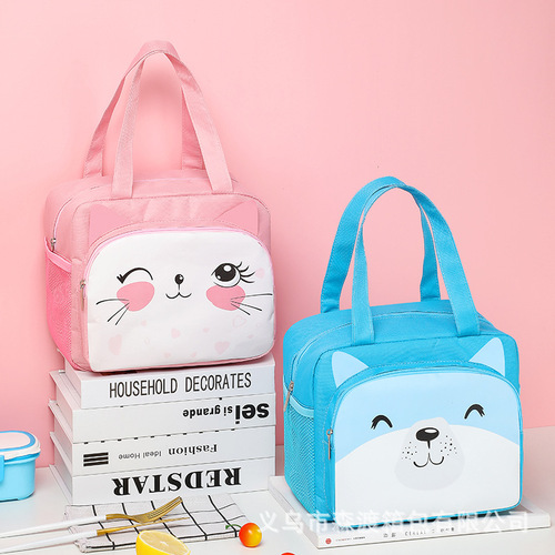 Internet celebrity cartoon lunch bag children's large capacity square lunch box bag outgoing insulated bag manufacturer supports printing logo