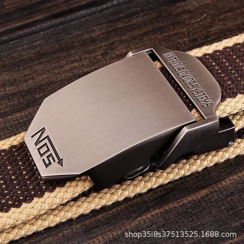 Men's Canvas Belt with Smooth Buckle Automatic Belt, Simple Korean Version, Personality Trendy Youth Student, Extended Pant Belt