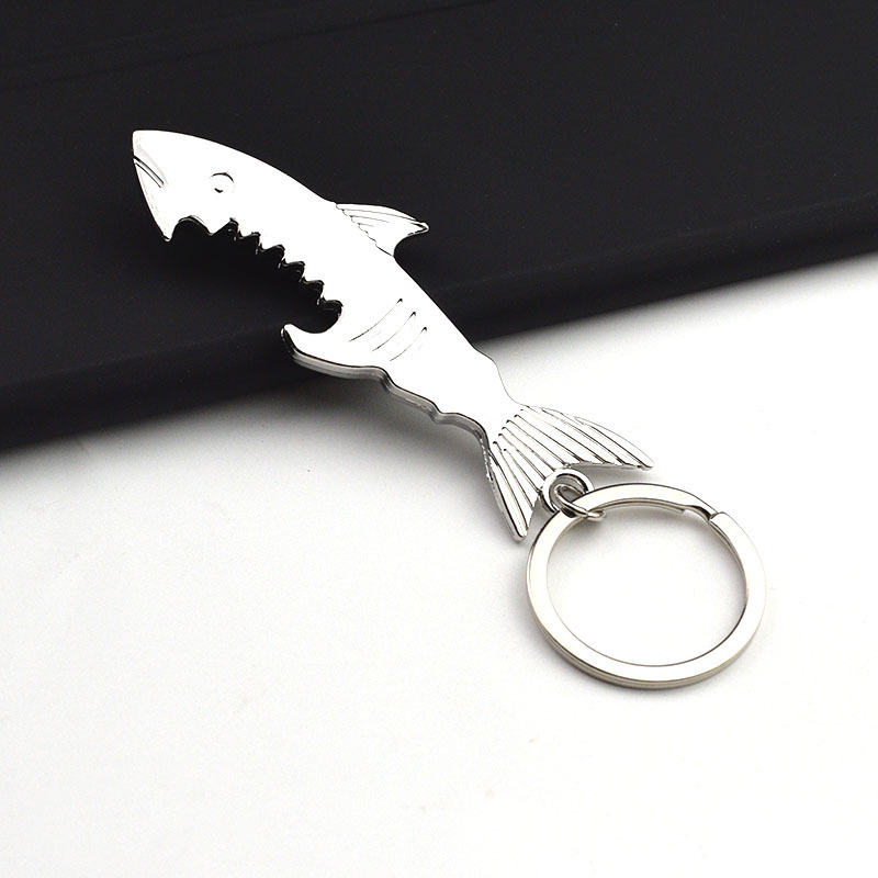 New Trendy Personalized Design Metal Shark Bottle Opener Keychain Creative Beer Bottle Opener Small Gift Wholesale