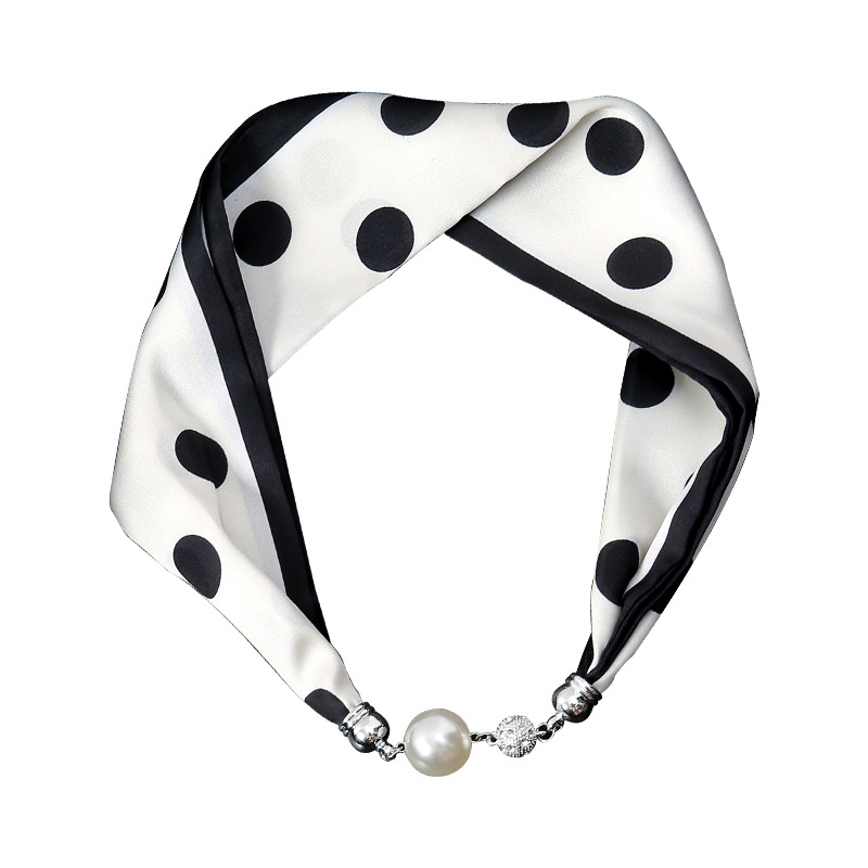 Nuevo clásico retro blanco y negro onda francesa punto de succión hebilla correa de cabello bufandas perezosas multipropósito temperamento collar clavícula hebilla