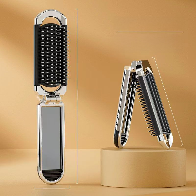 Silver plating portable folding comb air bag air cushion comb women's special hair massage mirror integrated comb