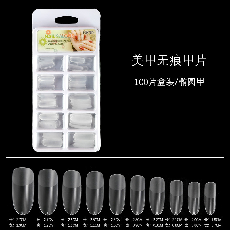 Uñas postizas esmeriladas de 100 unidades - Caja de ampollas, sin costuras, sin necesidad de pulir