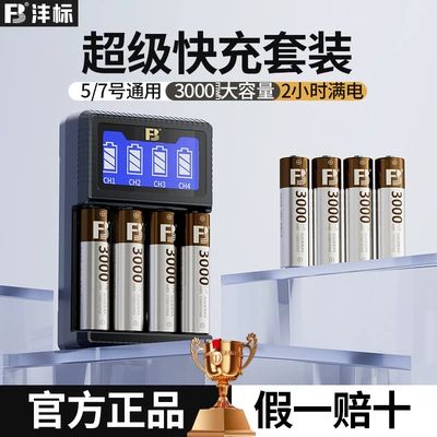 Fengbiao Low Self-Discharge No. 5 Rechargeable Battery Aa3000 Nickel-Metal Hydride Set 1.2V Ultra-Fast Smart Lcd Charger
