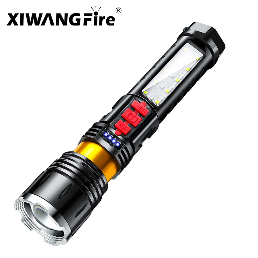 Nueva linterna de iluminación brillante transfronteriza P50/cuentas de lámpara láser linterna de emergencia multifuncional móvil banco de energía