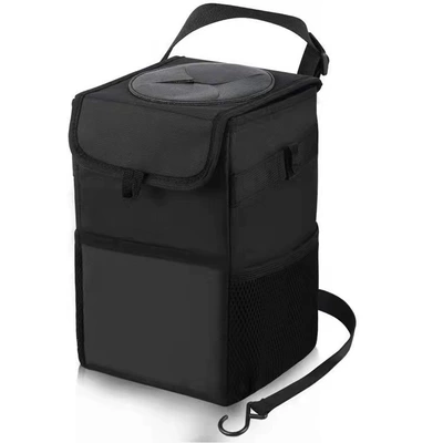 Car-Mounted Waterproof and Leak-Proof Foldable Multifunctional Storage Box with Lid and Seat Back Hanging Garbage Storage Box (Car storage bag/box) - black