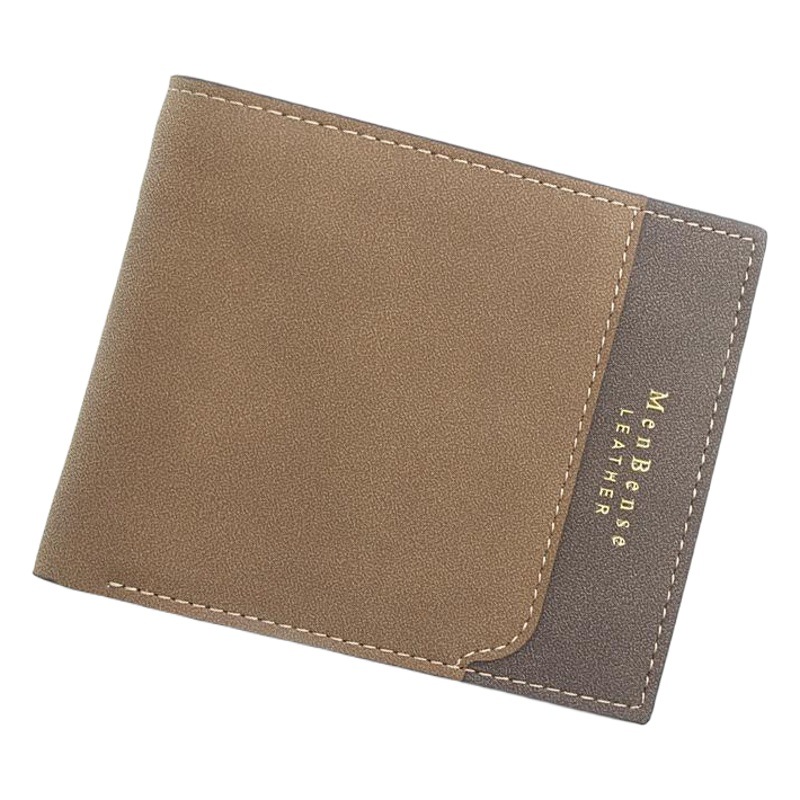 MenBense nueva billetera para hombres Impresión de bronceado corto esmerilado bolsa de tres pliegues cartera corta para hombres de hojas sueltas