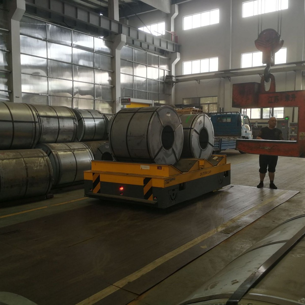 钢卷转运车厂区转运重型电瓶车蓄电池物料搬运车电动遥控地平车