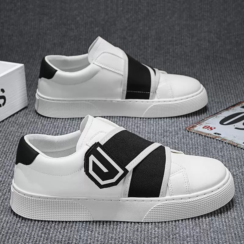 2025 новые летние мужские белые туфли на плоской подошве без шнурков на липучке, универсальные повседневные спортивные кроссовки, мужская обувь