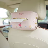 Креативная Милая автомобильная коробка для салфеток, кожаное сиденье, подвесная многофункциональная бумажная коробка, Мультяшные принадлежности для салона автомобиля