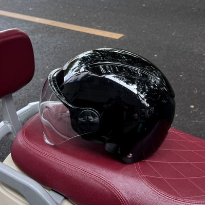 3C Certified Electric Vehicle Helmet, Motorcycle Safety Helmet, Half Helmet, Universal for All Seasons, Sun Protection Half Helmet for Men and Women, Hot Selling Wholesale (Motosiklet kaskı (dəbilqə)) - black-transparent-short-lens