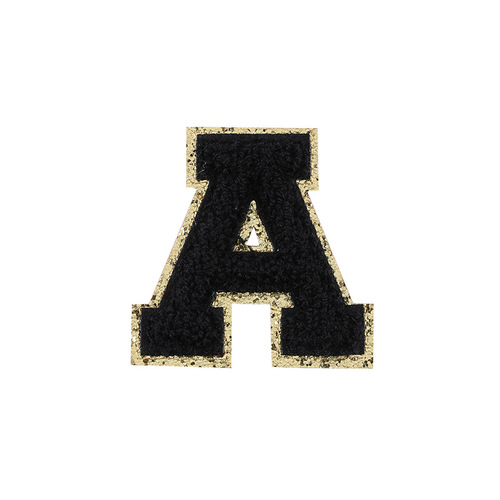 Computer embroidery label towel embroidery gold edge English letter badge patch patch clothing accessories chenille embroidery cloth patch
