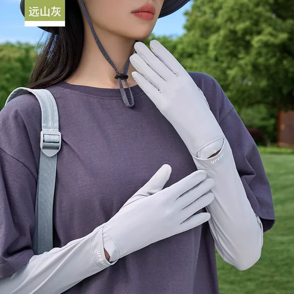 Upf50+ Men's and Women's Summer Cool Sun Protection Long Gloves Outdoor Cycling Sports Non-Slip Touch Screen Ice Silk Sleeves
