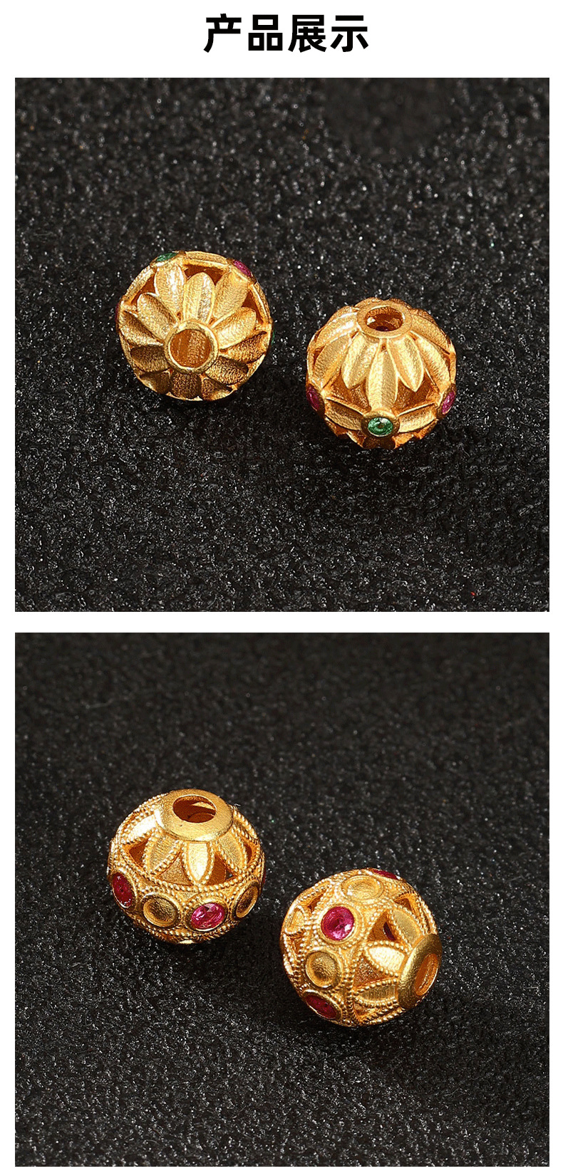 925 Silver Gold-Plated Spacer Beads Zircon Barrel Beads Through-Hole Beads Vintage Bracelet Accessories Bead Materials Handmade DIY Jewelry Accessories