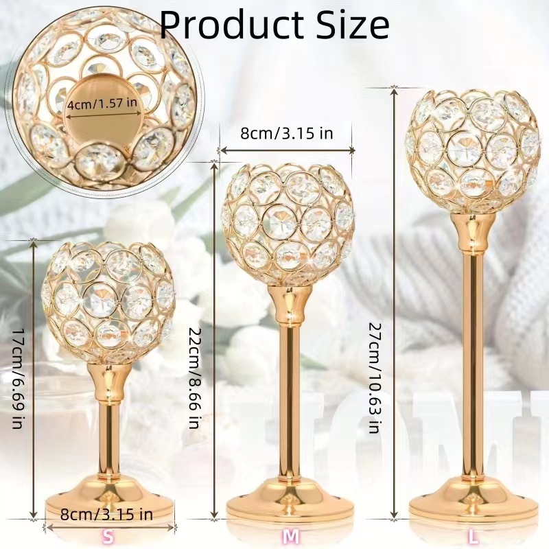 Mini candelabro de cristal transfronterizo, adornos creativos de galvanoplastia, boda, hotel, hogar, accesorios de decoración para cena a la luz de las velas