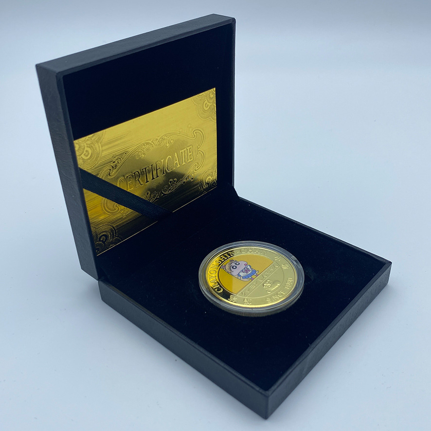 Lápiz de animación pequeño nuevo alrededor de doce monedas conmemorativas de pintura metálica coleccionable insignia puede ser aprobado