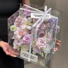 亚克力手提花盒透明加厚花束包装盒礼物盒蛋糕资材源头工厂批发