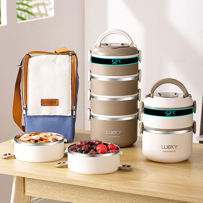 Japonés doble capa multi-capa al por mayor fábrica lonchera aislado de acero inoxidable 304 Grado de alimentos compartimiento de trabajador de oficina
