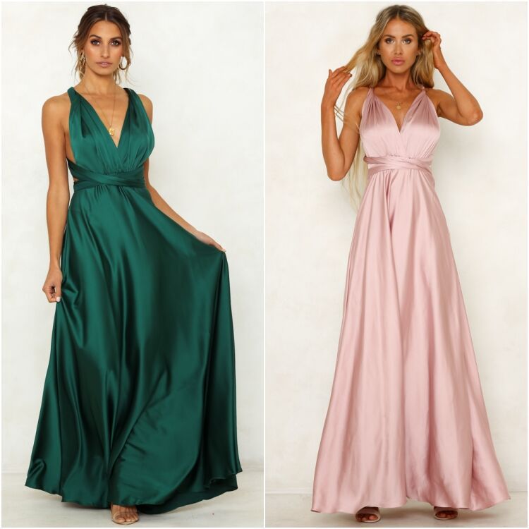 Femmes Robe De Fête Élégant Sexy Col En V Sans Manches Couleur Unie Maxi Longue Robe Banquet display picture 3