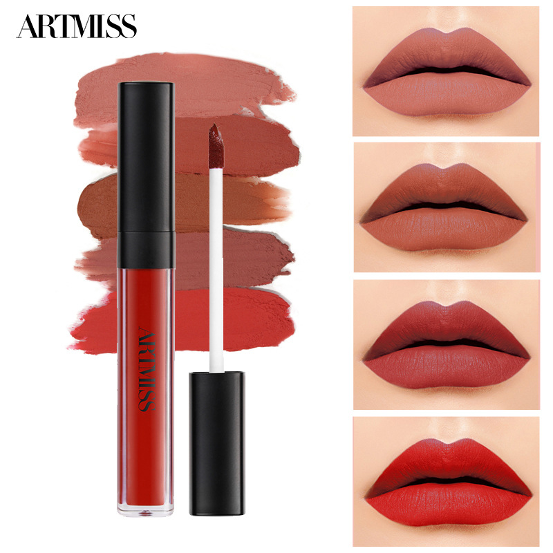 59 Colors Cross-Border Lip Gloss Waterproof Non-Stick Cup Lipstick Export Makeup Lip Gloss Velvet Matte Matte Lip Glaze
