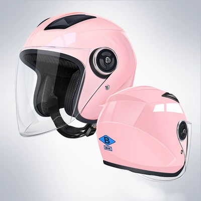 standard electric vehicle helmet, Motosiklet kaskı (dəbilqə) - b4-single-lens-model-bright-pink-high-definition-long-lens-new-national-standard-gb811-2022