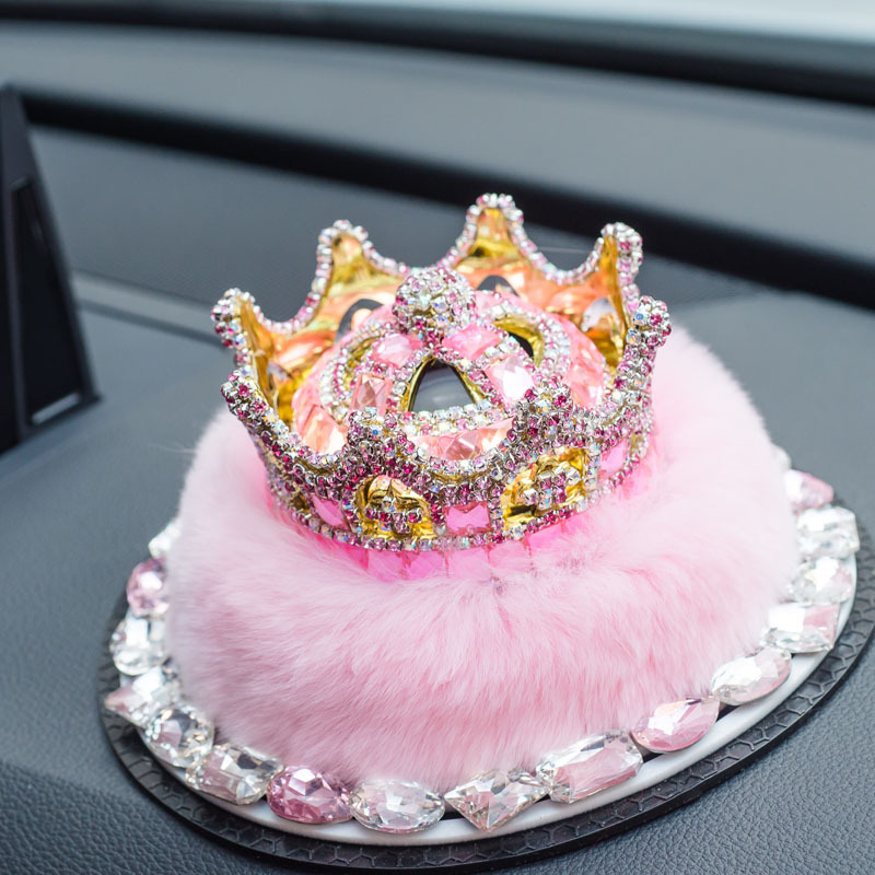 Corona de diamantes, asiento de perfume de coche, decoración de coche, piel de conejo perezoso, decoración de coche, aromaterapia de coche, fresca y duradera