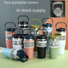 Cross-border 30oz Tote Ice Boss Cup 304 Stainless Steel Insulated Cold Brew Coffee Cup Car Straw Car Cup New Style