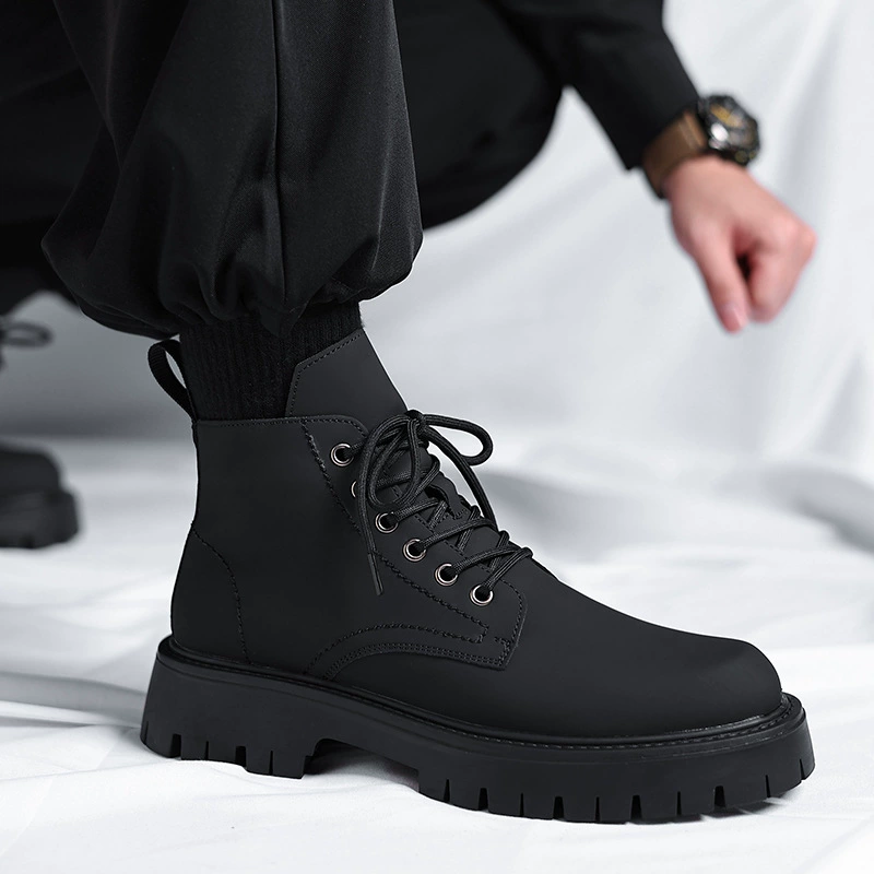 Индивидуальные мужские ботинки Martin 2024, осенние рабочие кожаные ботинки, увеличивающие рост, в британском стиле, элегантные и стильные байкерские ботинки 3305-R