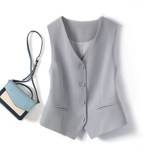 Suit Vest for Women, Small Vest, 2026 Spring and Autumn New Style, Slim Fit, Layered Wear, Women's Waistcoat, Gray Short Vest
