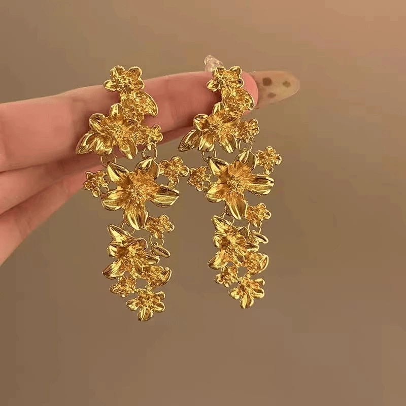 Ретро раскрашенные серьги, цирконий, китайский стиль