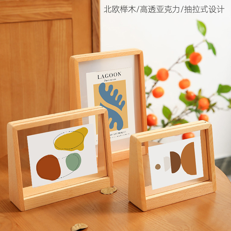 Transfronterizos para acrílico marco de madera sólida mesa de regalo creativo Amazon decoración mesa de 78 pulgadas marco de foto en forma de U